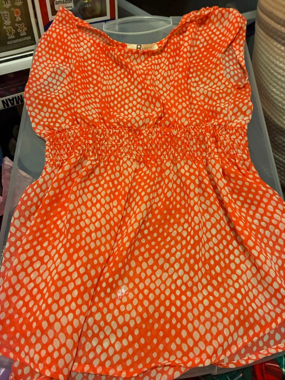 Rumors Coral and White Printed Peplum Blouse-PTP 18